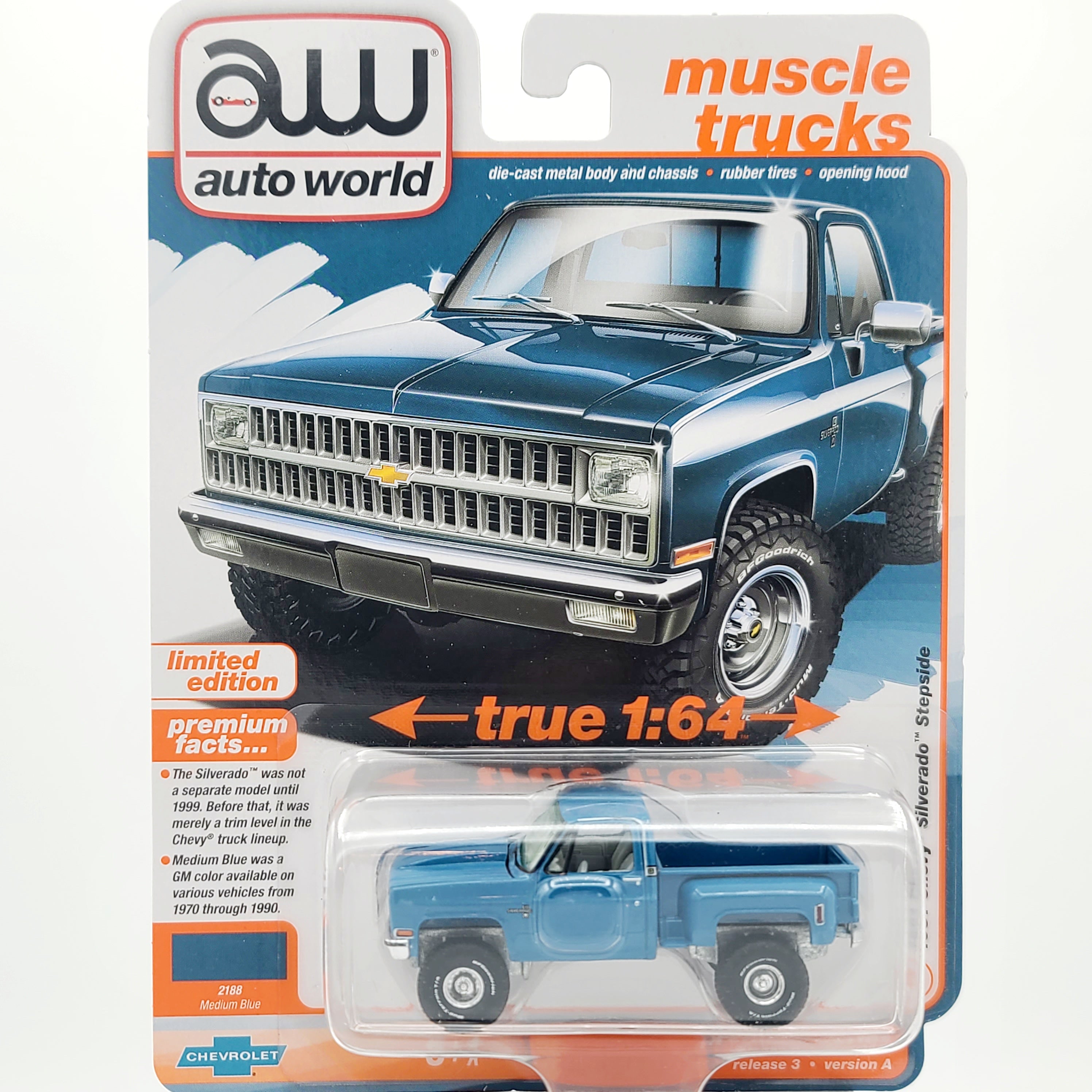 Auto World '81 Chevy Silverado Stepside - 1:64 scale (2024 Release 3A - Muscle Trucks)